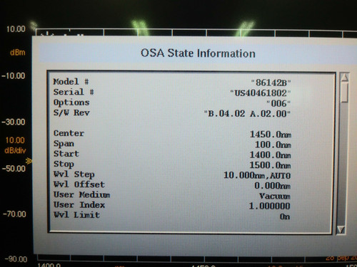 Agilent 86142b Optical Spectrum Analyzer 600-1700nm