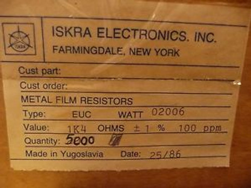 ISKRA 1.4K Ohm 1/4 watt 1% metal film resistors NOS 5K reel