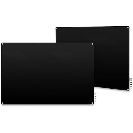 GHENT Dry Erase Board, Glass, 24 In, 36 In, No Frame Frame, Black, Gloss - HMYRM23BK