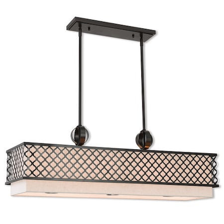 LIVEX LIGHTING Arabesque 9 Light English Bronze Linear Chandelier - 41117-92