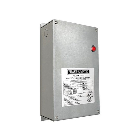 PHASE-A-MATIC Phase Converter, Static, 208/230v Ac, 208/230v Ac, 30a, 15.2a - UL-600HD