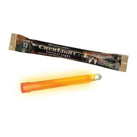 CHEMLIGHT BY CYALUME TECHNOLOGIES Lightstick,orange,12 Hr.,6 In. L,pk500 - 9-27019