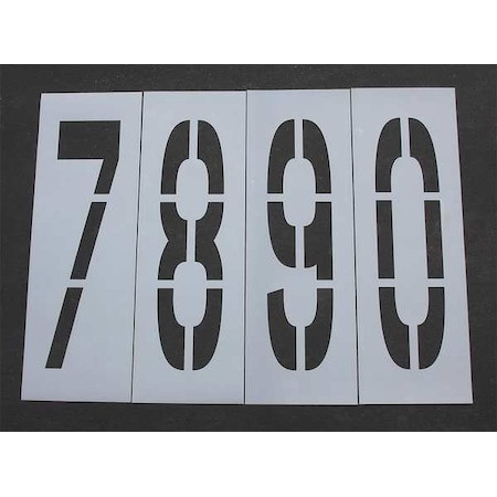 RAE Pavement Stencil, Number Set, 0 Thru 9, Blanks, 48 in Character Height, Highway Gothic Font, Clear - STL-116-8480