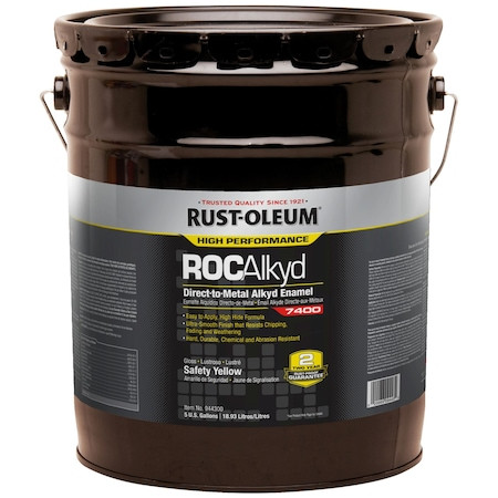 RUST-OLEUM Interior/exterior Paint, High Gloss, Oil Base, Safety Yellow, 5 Gal - 944300
