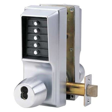 DORMAKABA Push Button Lockset,satin Chrome,lever - EE1021B/EE1011-26D-41