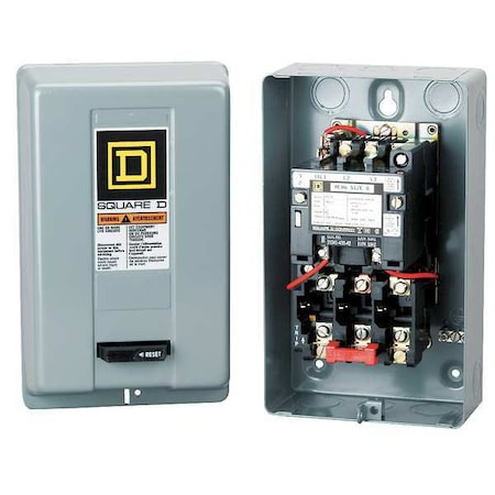 SQUARE D Magnetic Motor Starter, Non-reversing, No Auxiliary Contacts, 240v Ac, 3 P, Screw Clamp - 8536SDG1V03