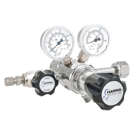 HARRIS High Purity Gas Regulator, Carbon Dioxide, Two Stage, 0.825"-14 Inlet, 1/4 in Outlet, 0 to 50 Psi - KH1083