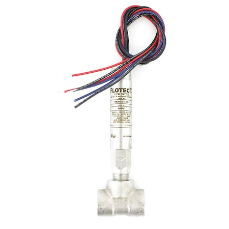 DWYER INSTRUMENTS Mini-size Flow Switch, Stainless Steel Upper and Lower Body, 1/2" Npt, Stainless Steel Tee. - V6EPS-S-D-1-S