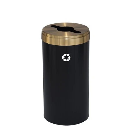 GLARO 23 Gal Recycling Bin, Satin Black/satin Brass - M-1542BK-BE-M1