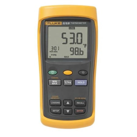 FLUKE Thermometer, Lcd, 2.5 In, Thermocouple - FLUKE-53-2 B