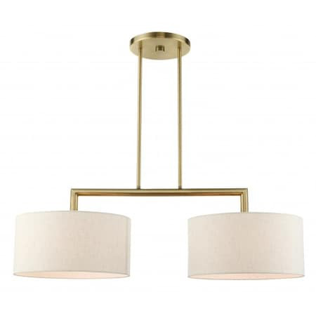 LIVEX LIGHTING Antique Brass Linear Chandelier,2 Light - 49292-01