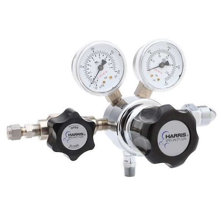 HARRIS High Purity Gas Regulator, Argon, Helium, Nitrogen, Single Stage, 0.965"-14 Inlet, 1/4 in Outlet - KH1045