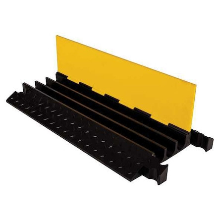 YELLOW JACKET Cable Protector, 2-7/8 in H, 3 Ft L, 18-1/2 in W, 3 Channel, Polyurethane, Black, Yellow - YJ3-225-Y/B