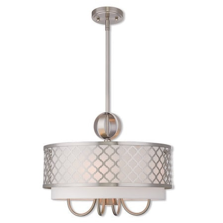 LIVEX LIGHTING Arabesque 5 Light Brushed Nickel Pendant - 41104-91