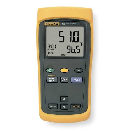 FLUKE Thermometer, Lcd, 1.8 In, Thermocouple - FLUKE 51-2B