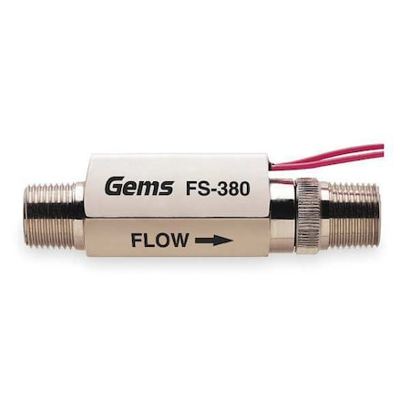 GEMS SENSORS 3/8" Mnpt Spst No Liquid Flow Switch 0.15 Gpm - FS-380, 193482