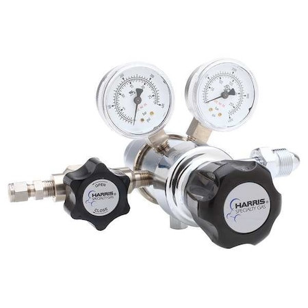 HARRIS High Purity Gas Regulator, Hydrogen, Methane, Two Stage, 0.825"-14 Inlet, 1/4 in Outlet - KH1056