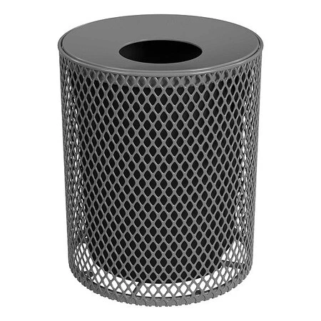 LEISURE CRAFT Trash Can,gray,32 Gal,metal - 32EXPLNSML-DARK GRAY