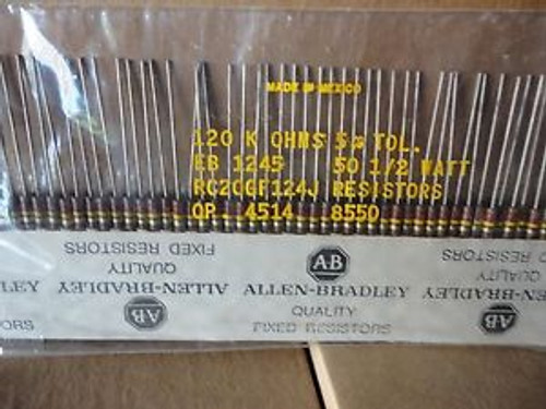 NOS 1000PCS ALLEN BRADLEY 120K-1/2W-5% RC20GF124J CARBON COMP. RESISTOR