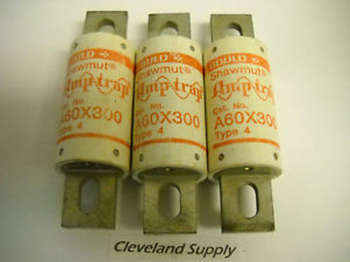 GOULD SHAWMUT A60X300 AMP-TRAP FUSES 300A 600V (SET OF 3) NEW CONDITION / NO BOX