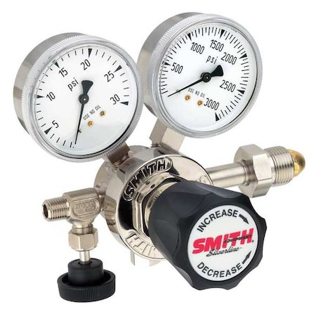SMITH EQUIPMENT High Purity Gas Regulator, Carbon Dioxide, Single Stage, 0.825"-14 Inlet, 1/4 in Outlet, 100 Psi - 112-2002