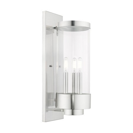 LIVEX LIGHTING Hillcrest 3 Light Polished Chrome Outdoor Wall Lantern - 20724-05