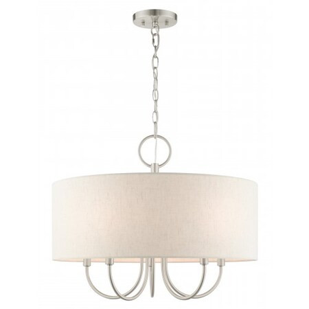 LIVEX LIGHTING Brushed Nickel Pendant Chandelier,5 Ligh - 49805-91