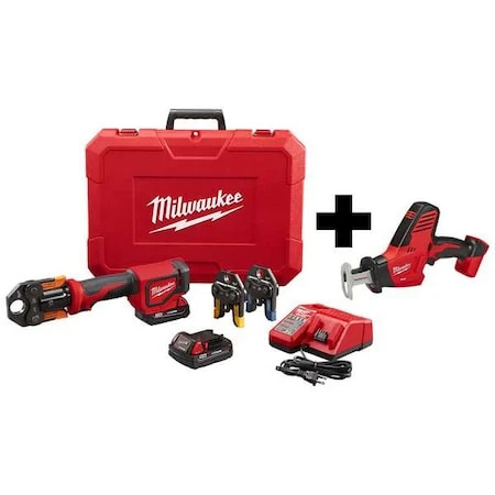 MILWAUKEE TOOL M18 Short Throw Press Tool Kit W/ Viega Pureflow Jaws + M18 Hackzall Recip Saw - 2674-22P, 2625-20