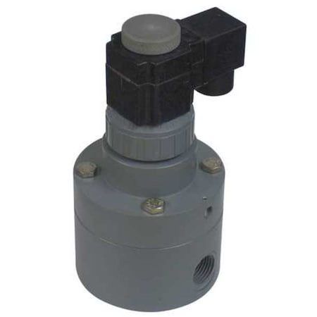 PLAST-O-MATIC Solenoid Valve, 2-way, 2-position, Normally Closed, 1-1/2 in Pipe Size, 120v Ac, Inline Pilot, Pvc - PS150VW11-120/60-PV