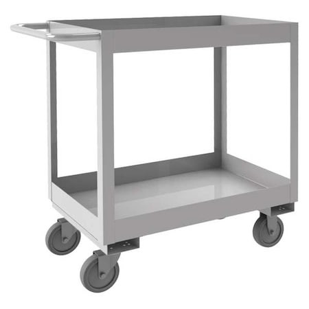 DURHAM MFG Corrosion-resistant Utility Cart with Deep Lipped Metal Shelves, Stainless Steel, 2 Shelves - SRSC32016302ALU4PU