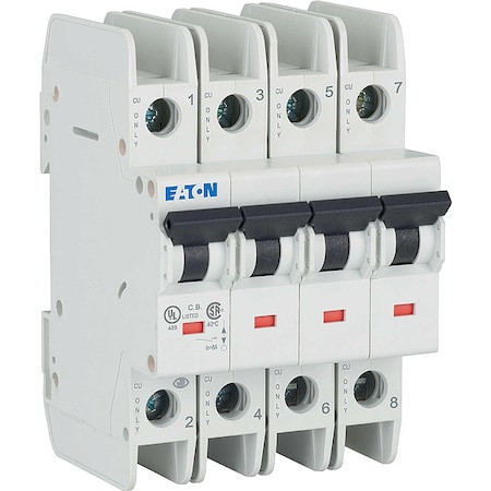EATON Iec Miniature Circuit Breaker, Faz-na Series, 1a, 4 Pole, 277/480v Ac, 10ka at 277/480v Ac, C Curve - FAZ-C1/4-NA