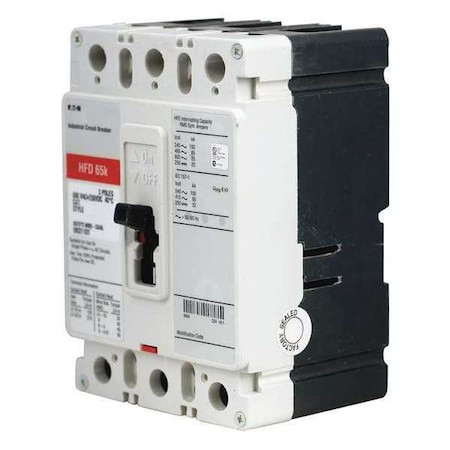 EATON Molded Case Circuit Breaker, Hfd Series, 225a, 3 Pole, 600v Ac, 100ka at 240v Ac - HFD3225