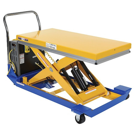 VESTIL Scissor Lift Table, 1500 Lb. Cap, 24"w, 48"l, Caster Dia. 5" - CART-24-15-DC