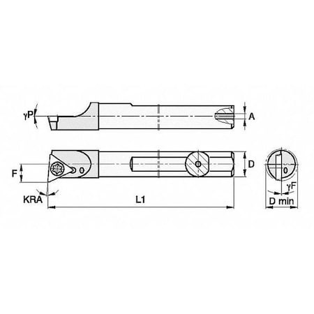 WIDIA Indexable Boring Bar, Scbi62565r, 6 in L, Carbide, Triangle Insert Shape - 2822500