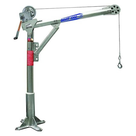 OZ LIFTING PRODUCTS Davit Crane Kit, 1,000 Lb Capacity, 27.5 in to 42 in Reach, 0 in to 660 in Lift Range, Silver - OZ1000DAV-SP11