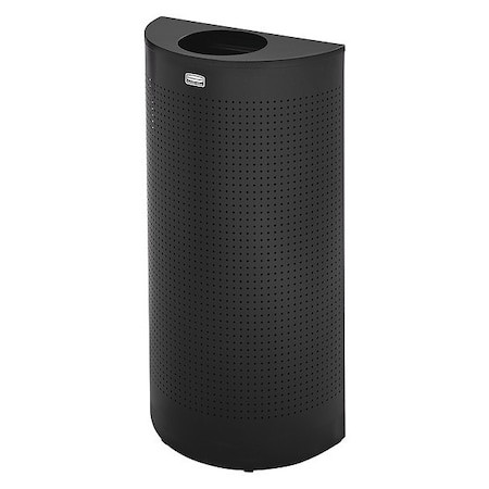 RUBBERMAID COMMERCIAL Half Rounds 12 Gal Half-round Indoor Metal Can, Textured Black, None, Steel, Not Applicable - FGSH12EPLTBK