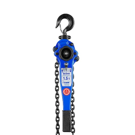 TRACTEL Lever Chain Hoist, 3,000 Lb Load Capacity, 15 Ft Hoist Lift, 1.2 In. Hook Opening - 19681