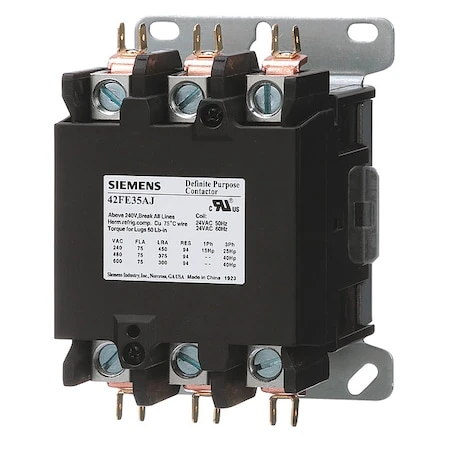 SIEMENS Definite Purpose Magnetic Contactor, 277v Ac, 3 P, Non-reversing, 3 Phase, Screw - 42FE35AL