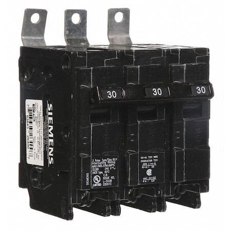 SIEMENS Miniature Circuit Breaker, Bl Series, 30a, 3 Pole, 240v Ac, 22ka at 240v Ac - B330H