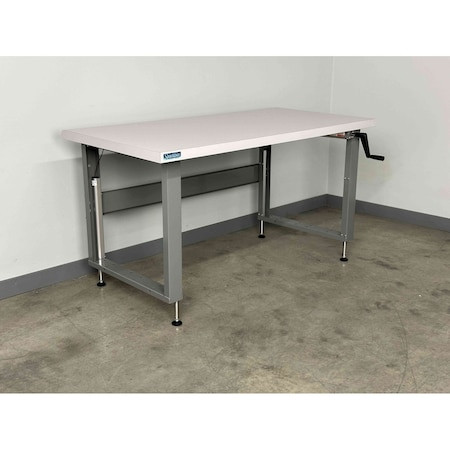STACKBIN Workbench,mobile,hand,crank,lift,adj. - E7236-2500-VB