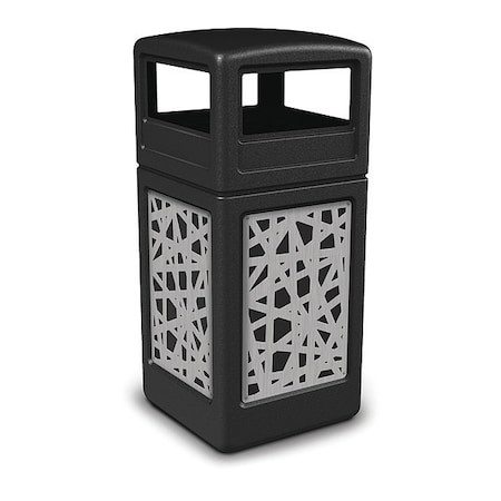 COMMERCIAL ZONE PRODUCTS 42 Gal Square Outdoor Can, Black, Stainless Steel - 732926199