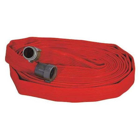 JAFRIB Fire Hose, Single Jacket, 100 Ft Length, 2 1/2 in Hose Inside Dia., Pvc Nitrile Rubber Hose Tube - G50H25RR100N