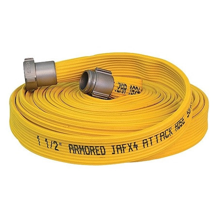 JAFX4 Fire Hose, 4-layer, 4 in Hose Inside Dia., Reinforced Extruded Rubber Hose Tube, Sexless Fitting a - JX400Y100-SZ400