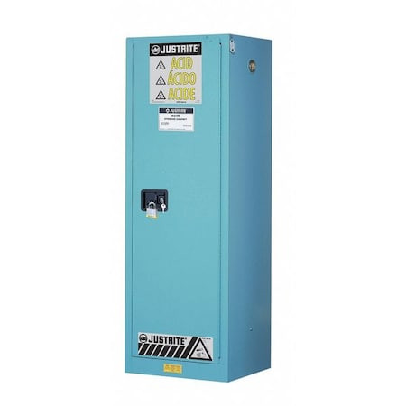 JUSTRITE Hazardous Material Storage Cabinet, 22 Gal, 3 Shelves, Steel, 23 1/4 in W X 65 in H X 18 in D, Blue - 892222