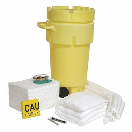 SPILLTECH Spill Kit, 43 Gal Volume Absorbed Per Kit, 50 Gal Capacity, Drum, Yellow, 162 - SPKO-50-WD