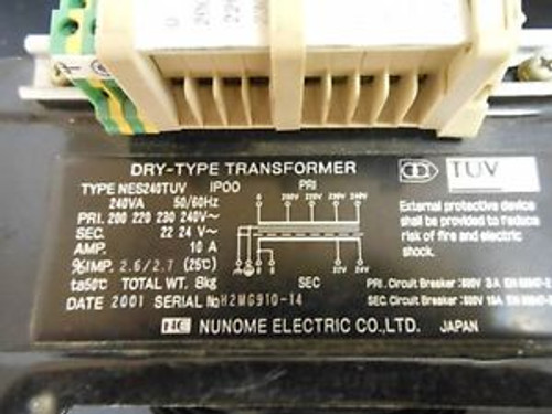 Nunome Electric Single-phase dry isolation transformer - NES240TUV