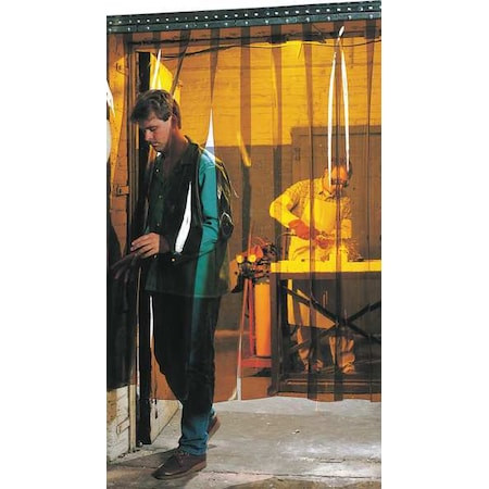 STEINER Welding Strip Curtain, Transparent Pvc, 8 Ft. W., 8 Ft. H., 72 Oz/sq Yd, with Grommet, Amber - 73422