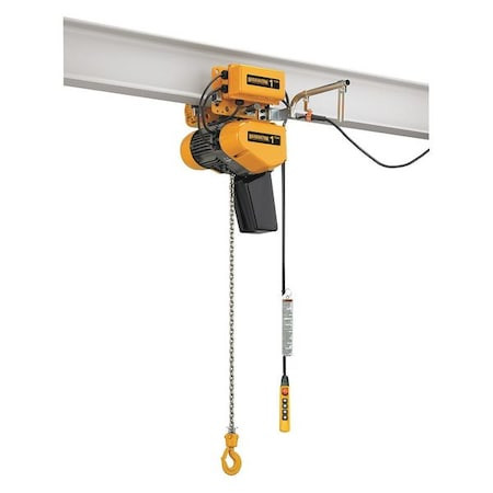 HARRINGTON Electric Chain Hoist, 1,000 Lb, 10 Ft, Motorized Trolley, 380-460v Ac, Yellow - EQM005SD-10