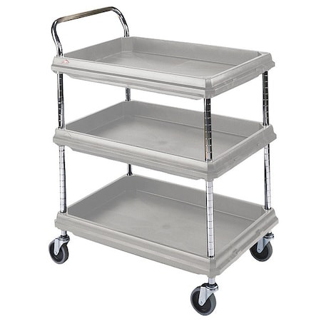 INSTOCK Laboratory Utility Deep Ledge Cart, Polymer, 3 Shelves, 39 1/2 in L, 27 in W, 33 1/4 in H - GRBC2636-3DG