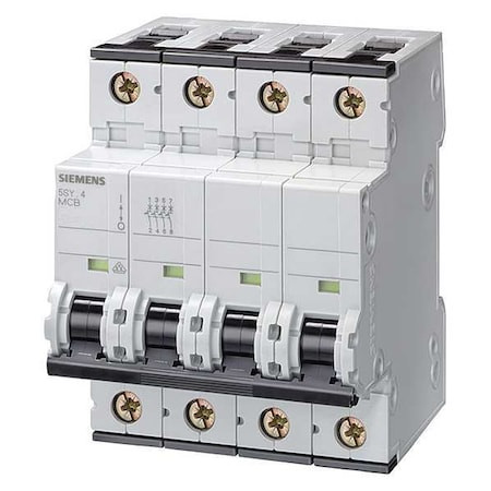 SIEMENS Circuit Breaker, 5sy6 Series, 50a, 4 Pole, 400v Ac, 5ka at 400v Ac, B Curve - 5SY64506